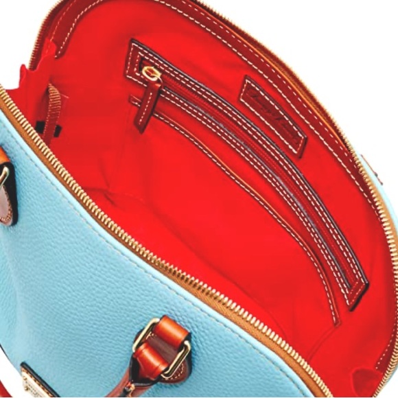 NWT Dooney & Bourke Handbag, Pebble Grain Zip Zip Satchel pale blu e w/ dust bag - Picture 3 of 12